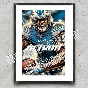 DETROIT LIONS 11X17 POSTER FOOTBALL TEAM POSTER LIONS  WALL ART NFL POST…